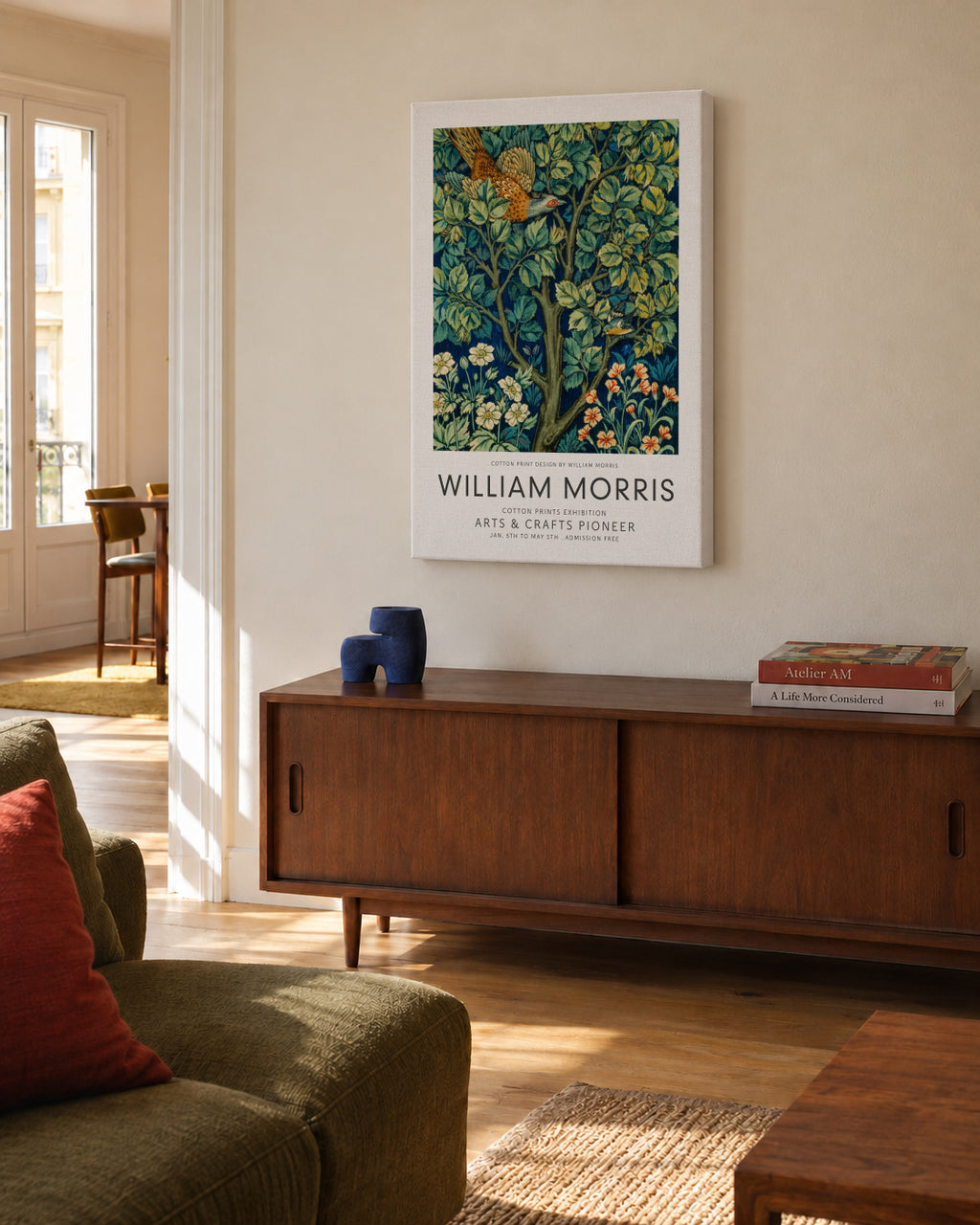 William Morris Cock Pheasant - Unframed canvas in an interior