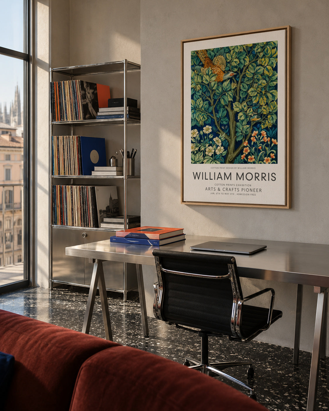William Morris Cock Pheasant - Framed canvas in an interior