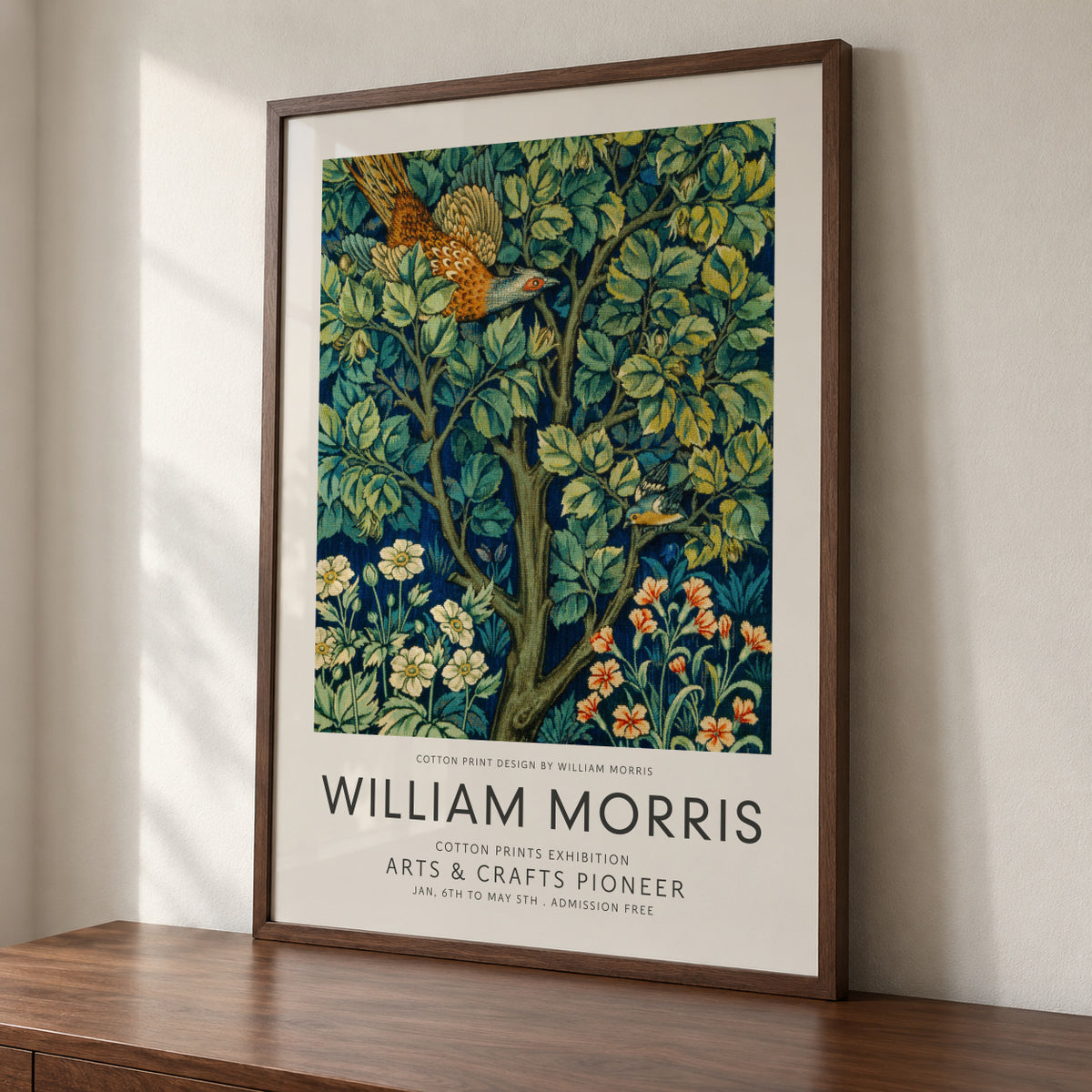 William Morris Cock Pheasant - Framed poster detail