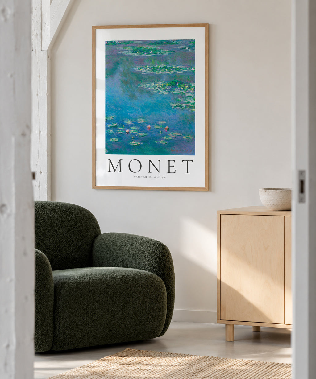 Claude Monet WATER LILIES, 1840–1926 - Framed poster in an interior