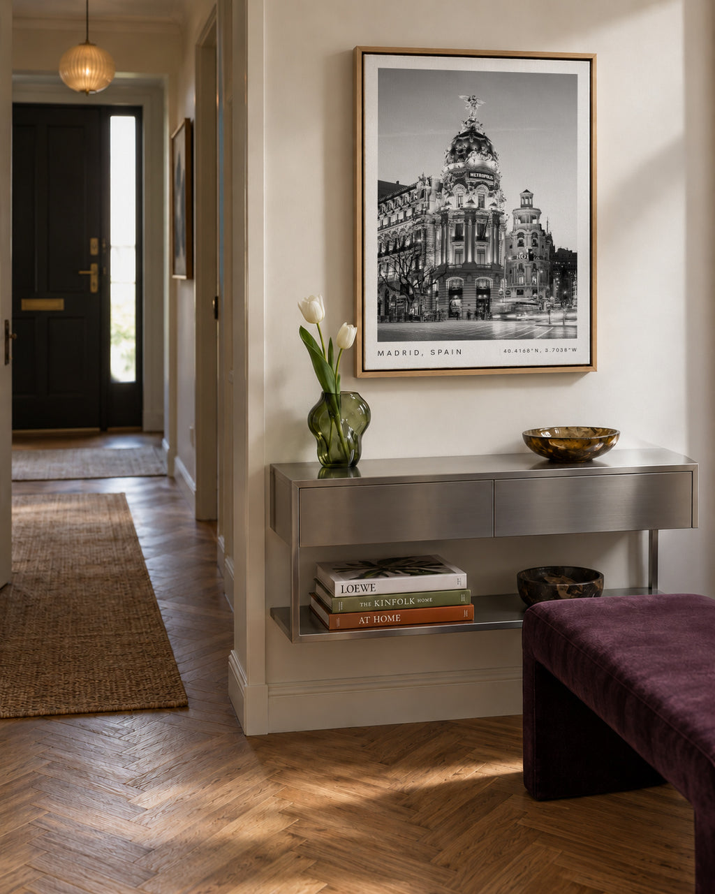 Madrid Spain coordinates poster - Framed canvas in an interior