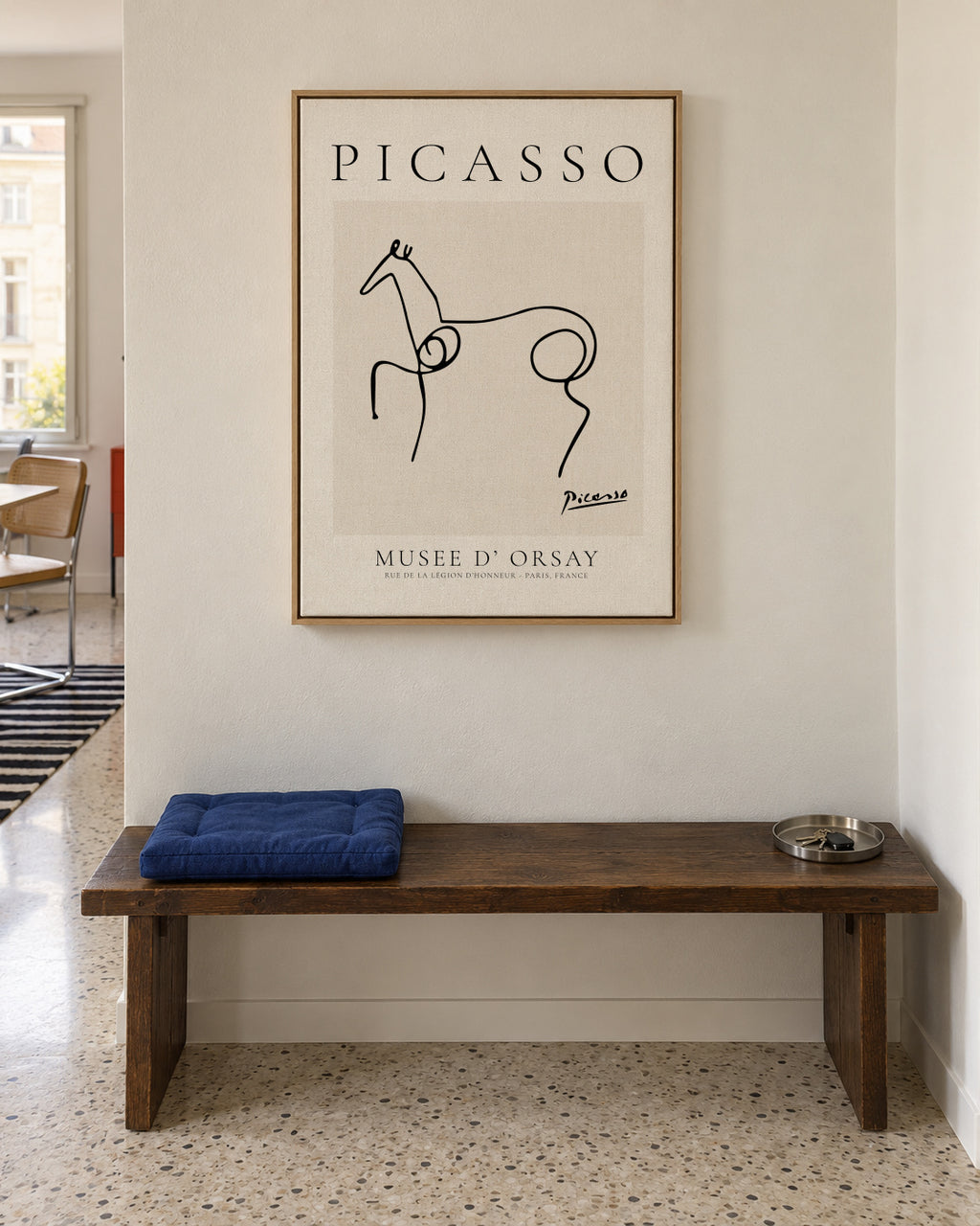 Pablo Picasso Animals Drawing Horse - Framed canvas in an interior