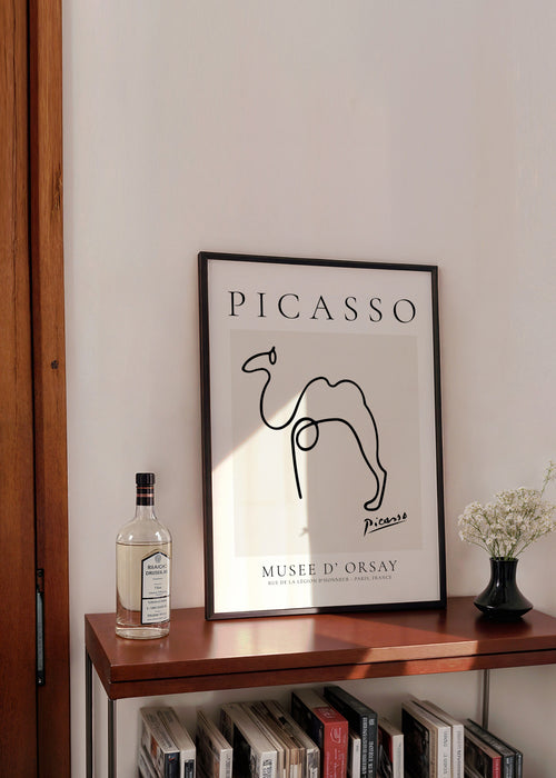 Pablo Picasso Animals Drawing cammel - Framed poster in an interior