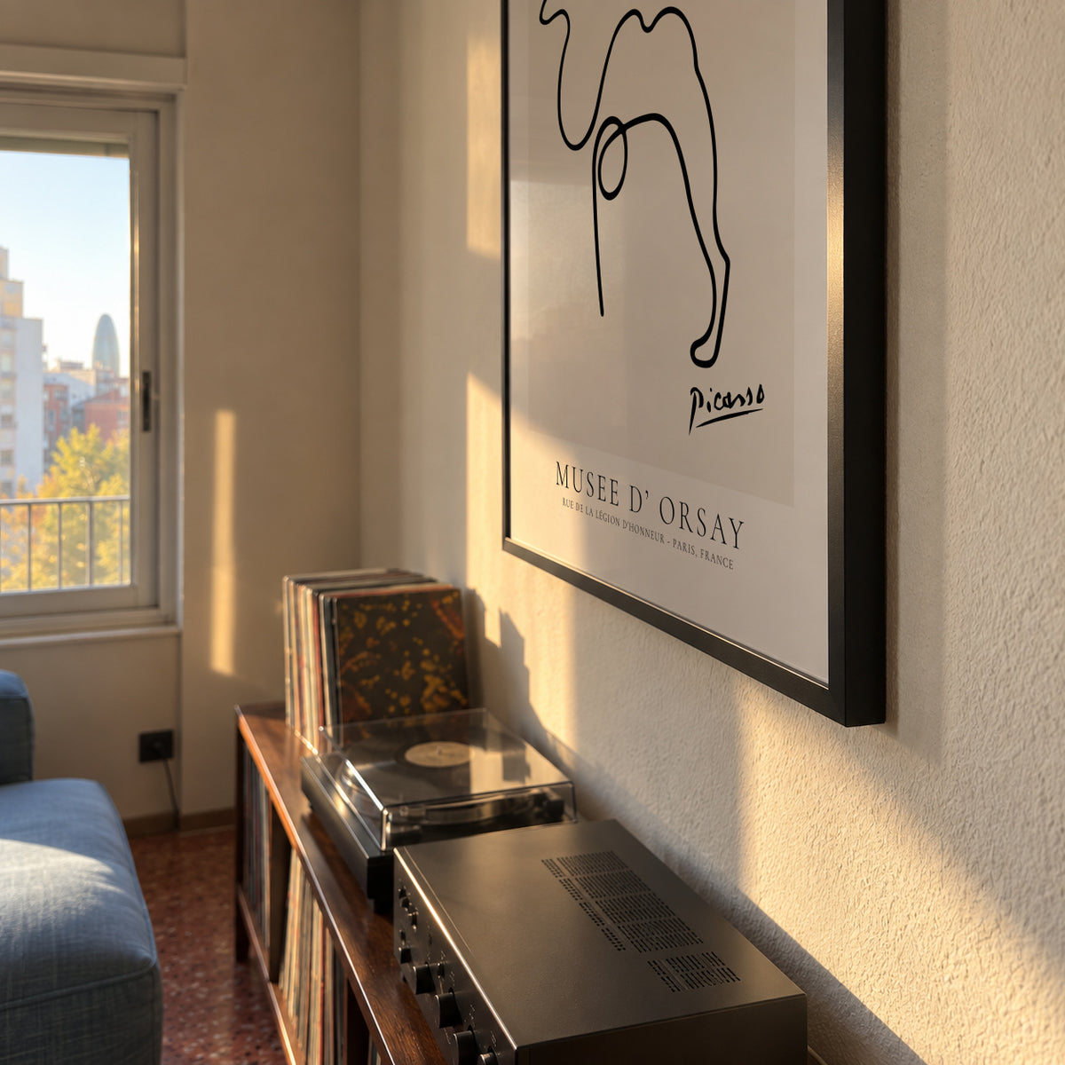 Pablo Picasso Animals Drawing cammel - Framed poster detail