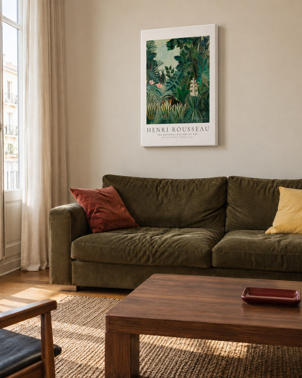 Henri Rousseau The equatorial jungle - Unframed canvas in an interior