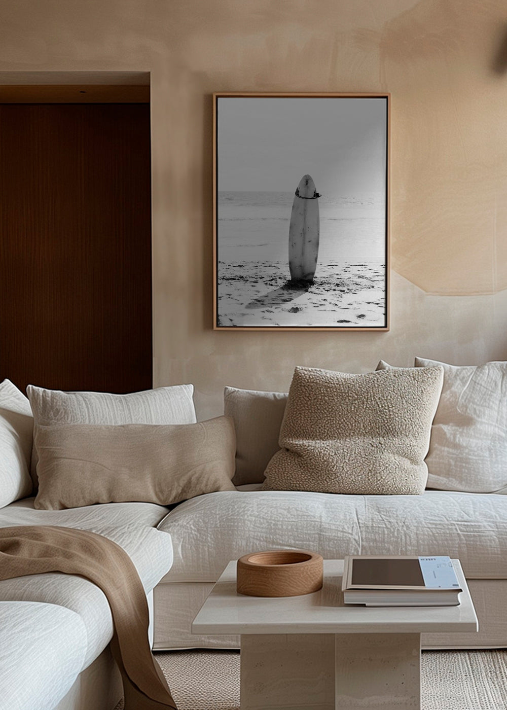 Beach Vintage Surfing board Black & White