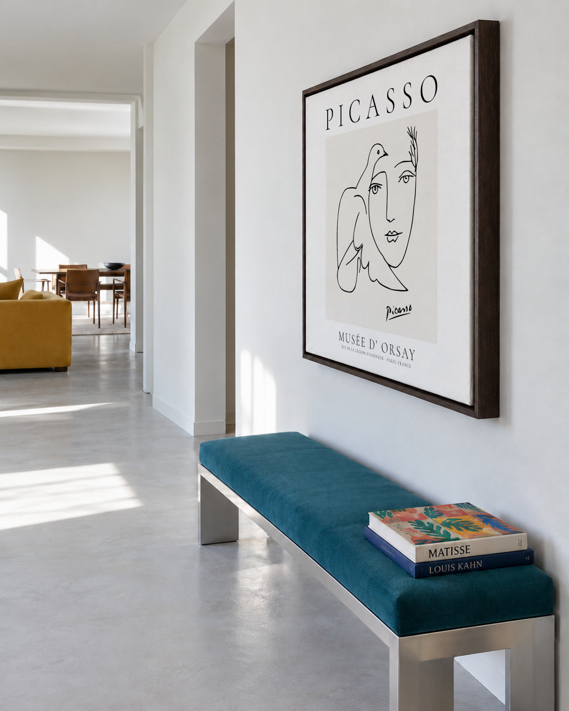 Pablo Picasso Dove Peace Women II - Framed canvas in an interior