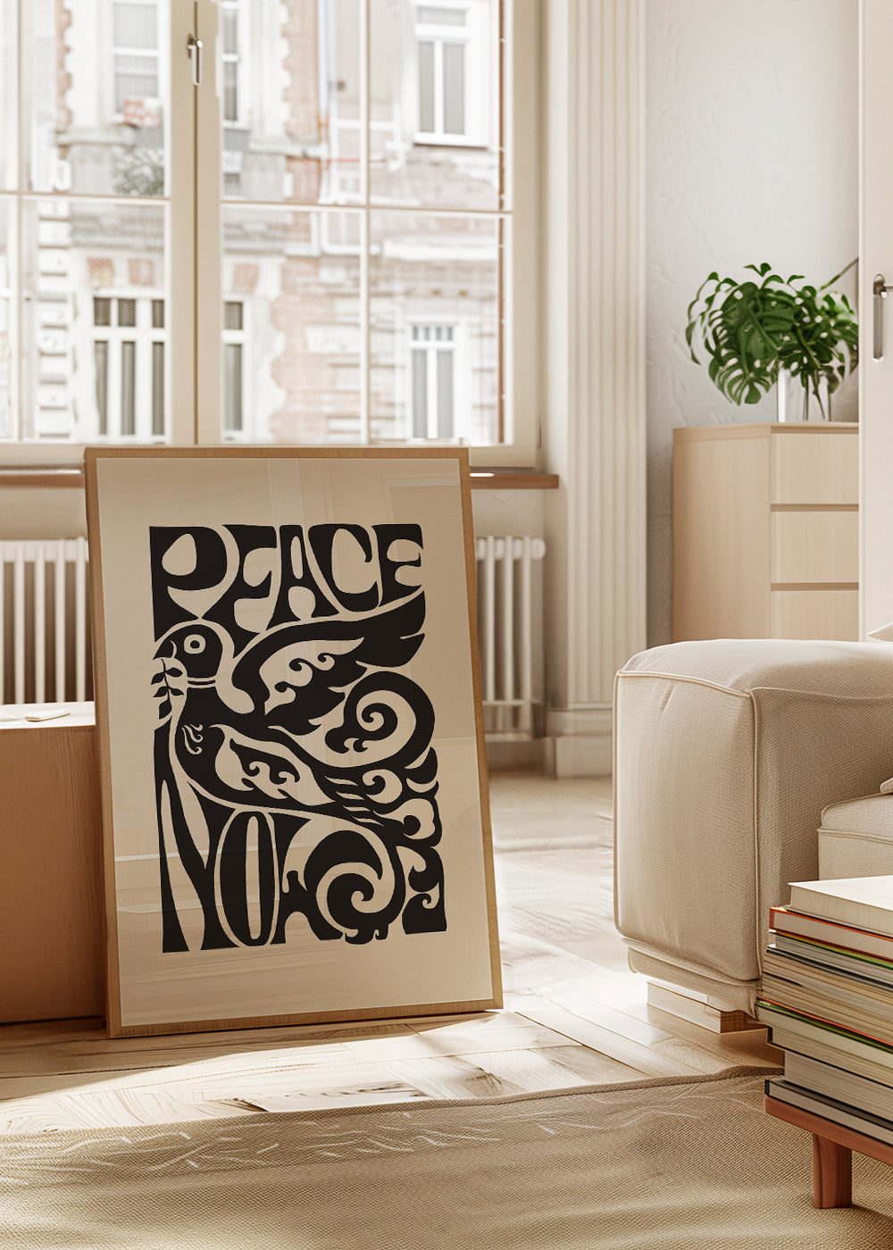 Affiche vintage Colombe et typographie années 70 | Tableaux