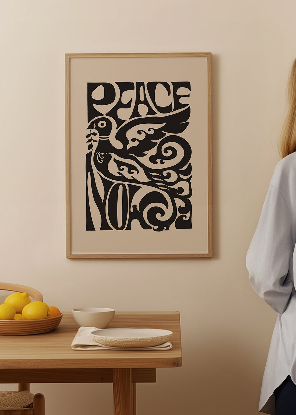 Affiche vintage Colombe et typographie années 70 | Tableaux