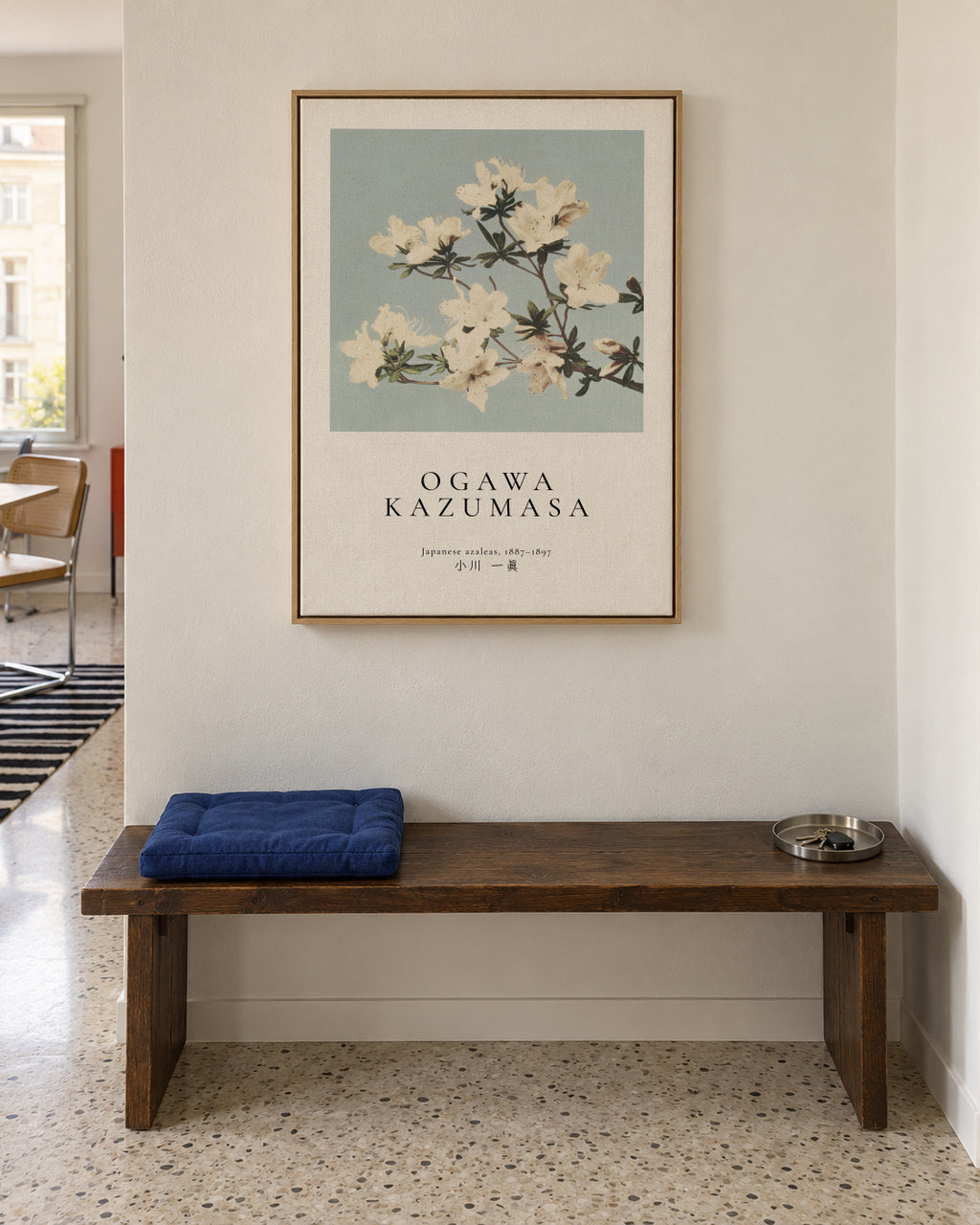 Japanese azaleas by Ogawa Kazumasa - Framed canvas in an interior
