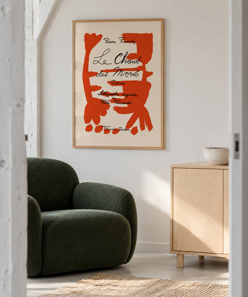 Picasso Le Chant des Morts Gallery Exhibition Poster - Framed poster in an interior