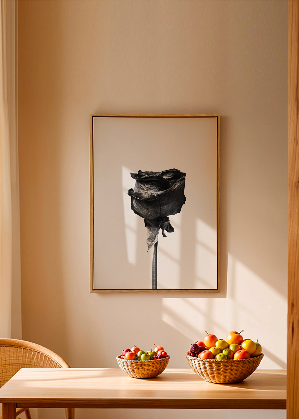 Dried rose black and white photograph