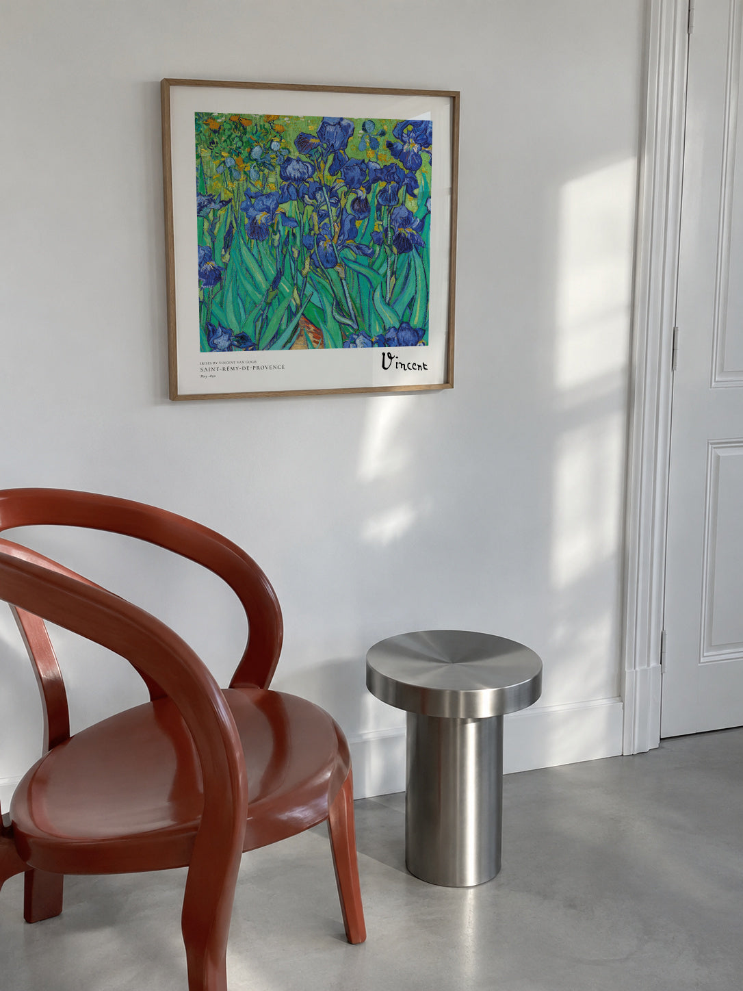 Irises by Vincent van Gogh - Square - Framed poster in an interior