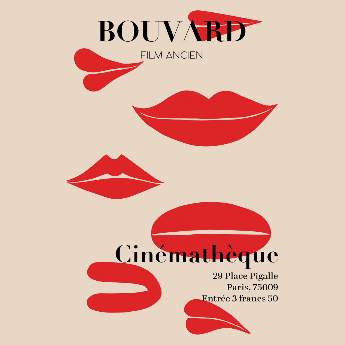 Bouvard Cinémathéque 1969 Film Poster - Square - Unframed art print