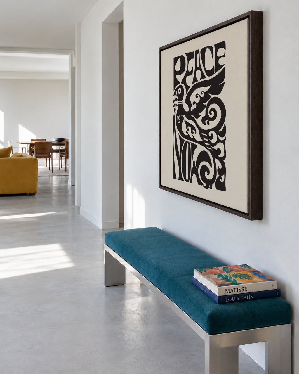 Peace Now poster, 1970 - Square - Framed canvas in an interior