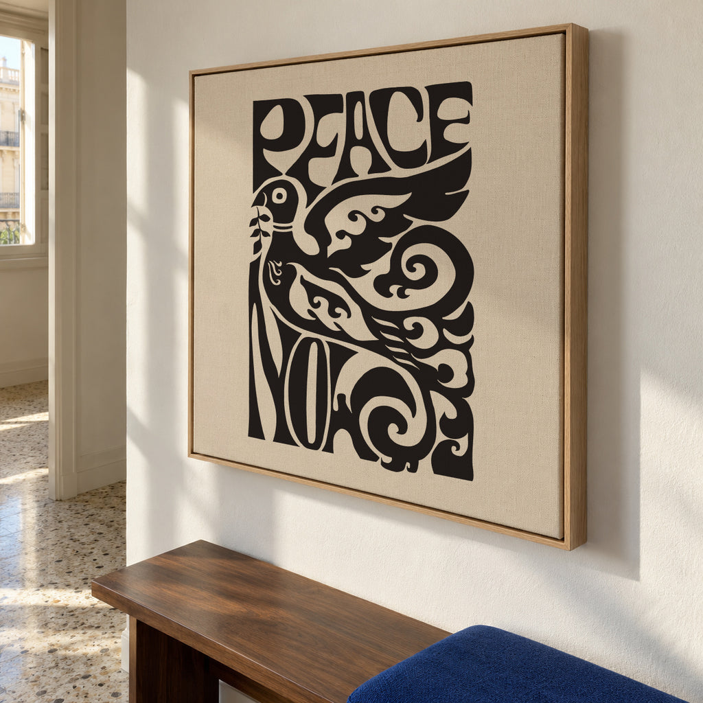 Peace Now poster, 1970 - Square - Framed canvas in an interior