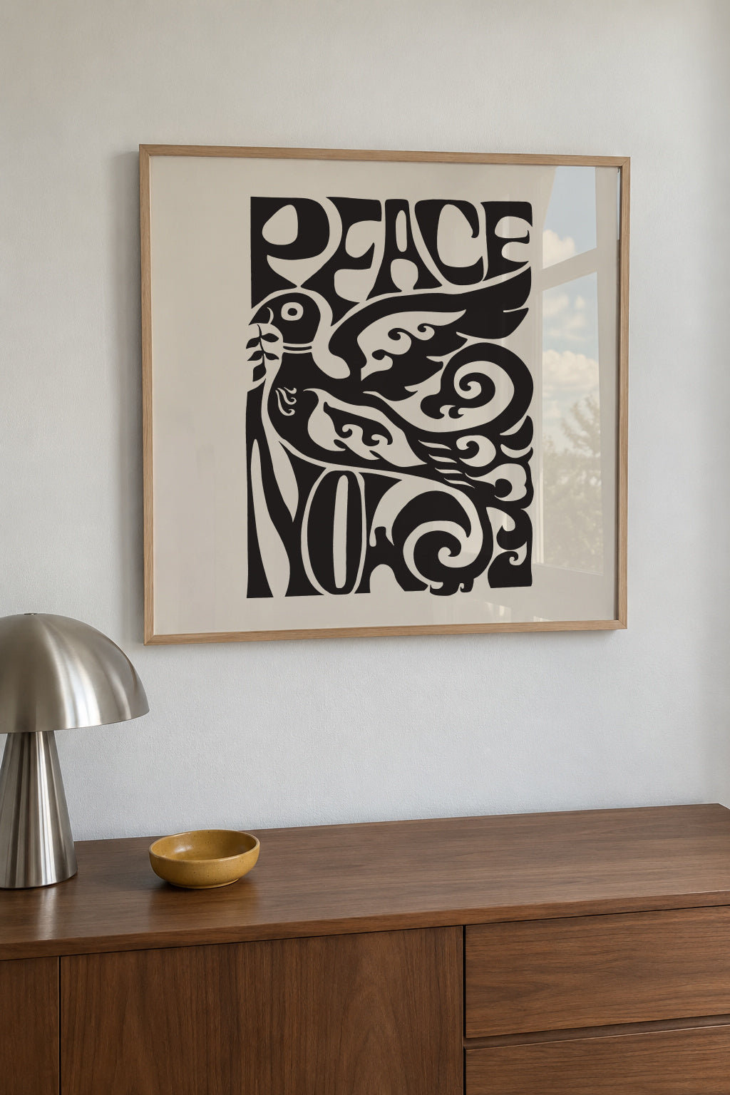 Peace Now poster, 1970 - Square - Framed poster in an interior