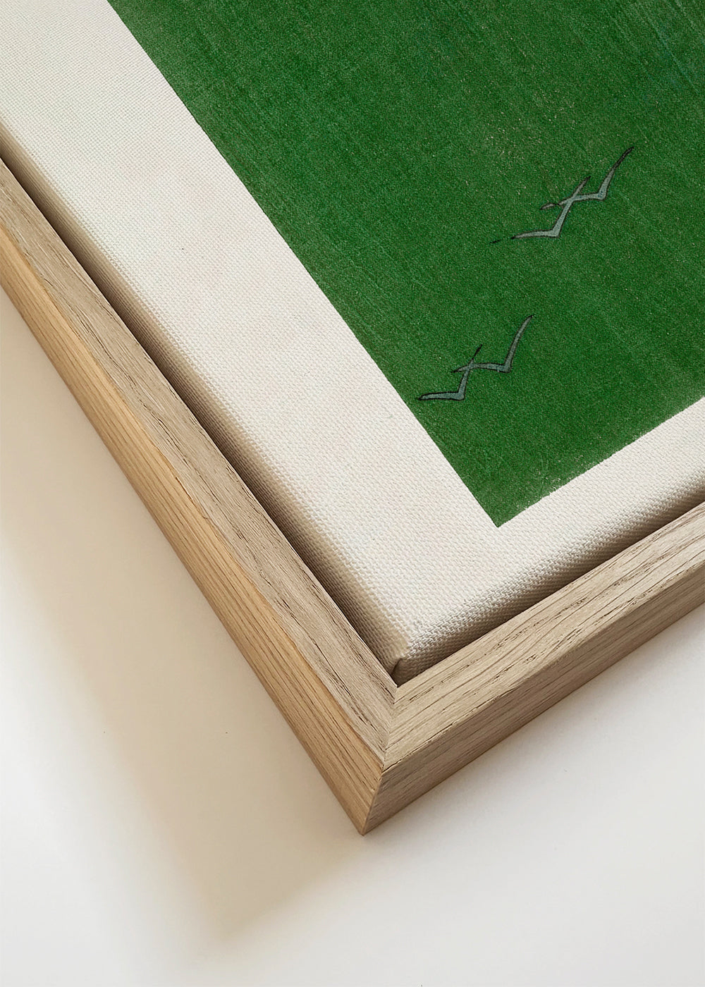 Green Birds Woodblock print from Yatsuo no tsubaki by Taguchi Tomoki - Square