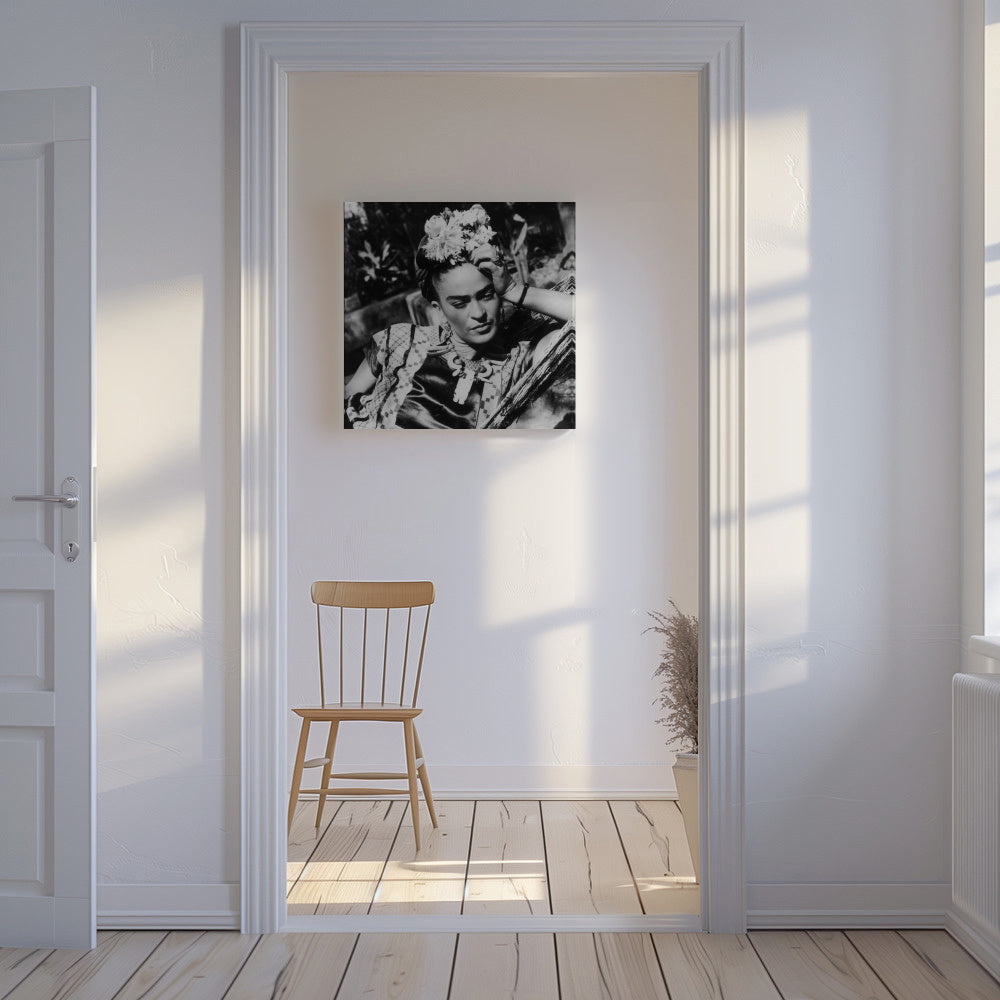 Frida Kahlo vintage photograph I - Square - Unframed canvas in an interior