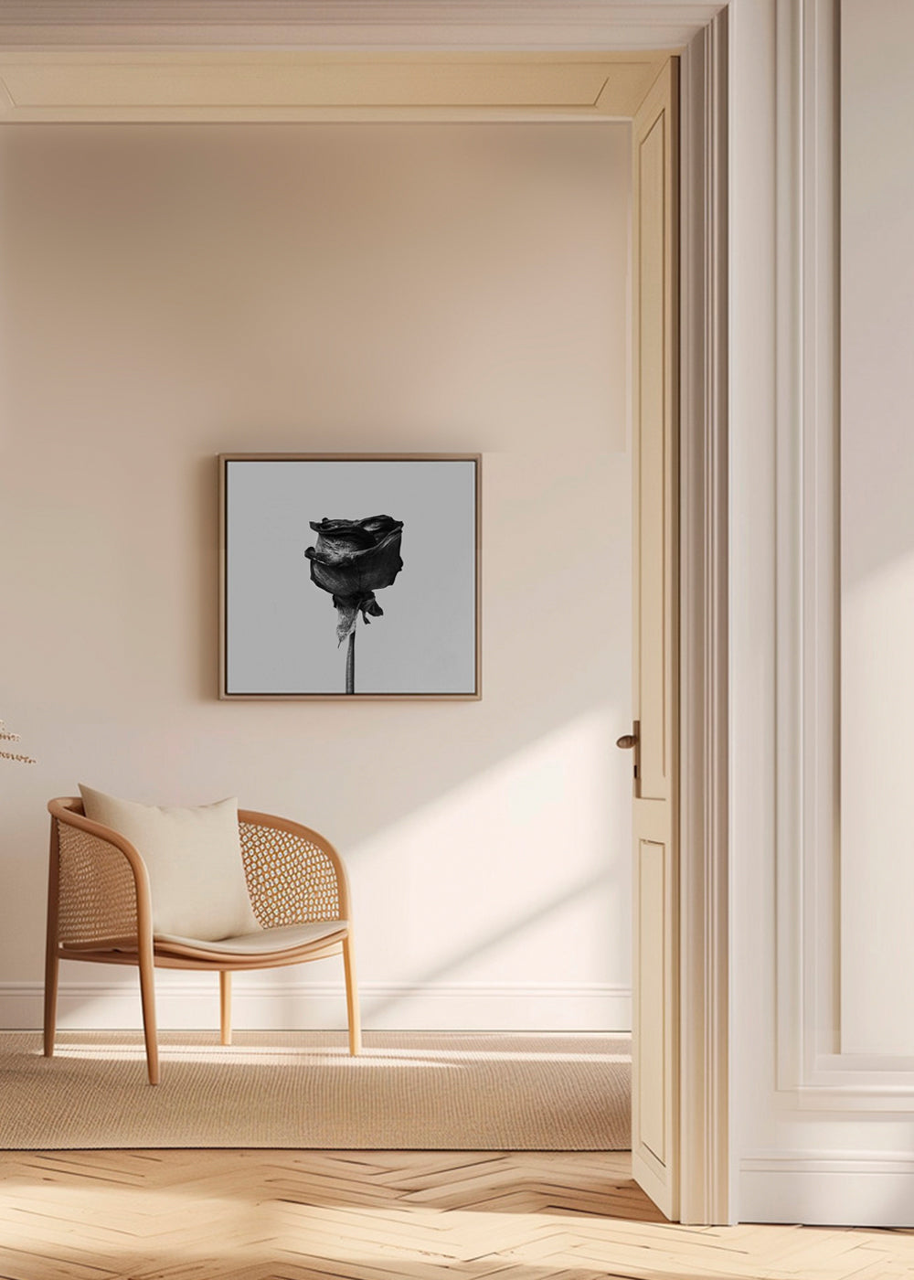 Dried rose black and white photograph - Square