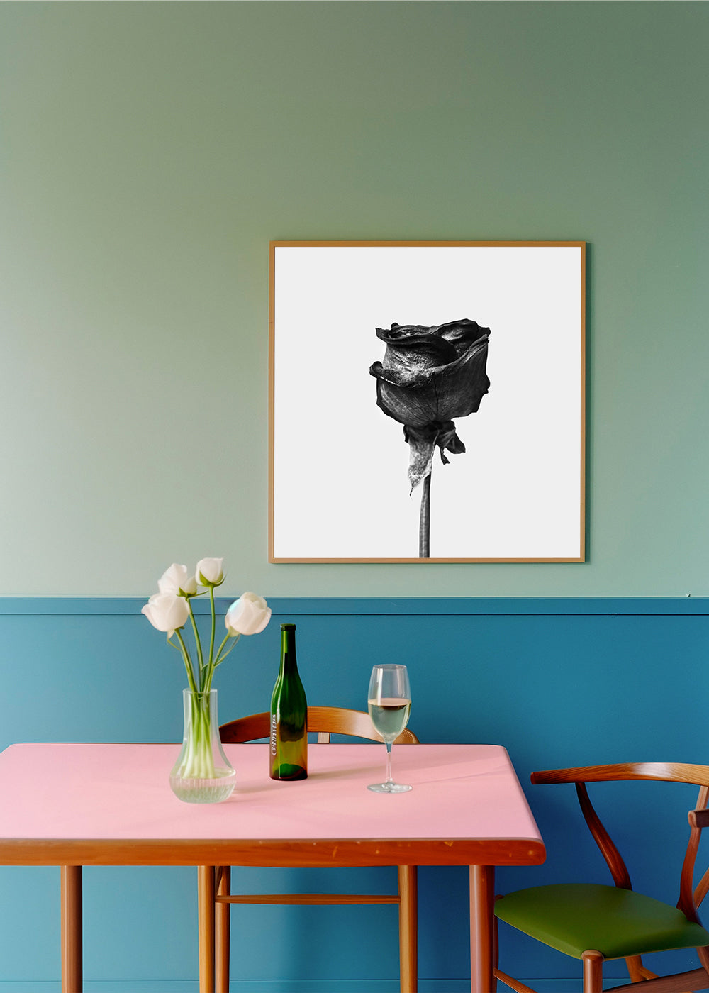 Dried rose black and white photograph - Square