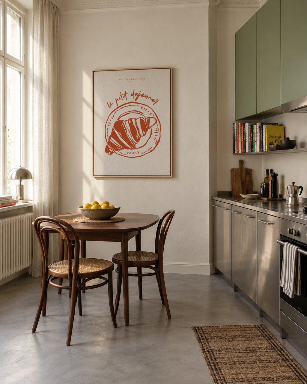 Life Simple simple pleasures - Le petit dejeuner - Framed canvas in an interior