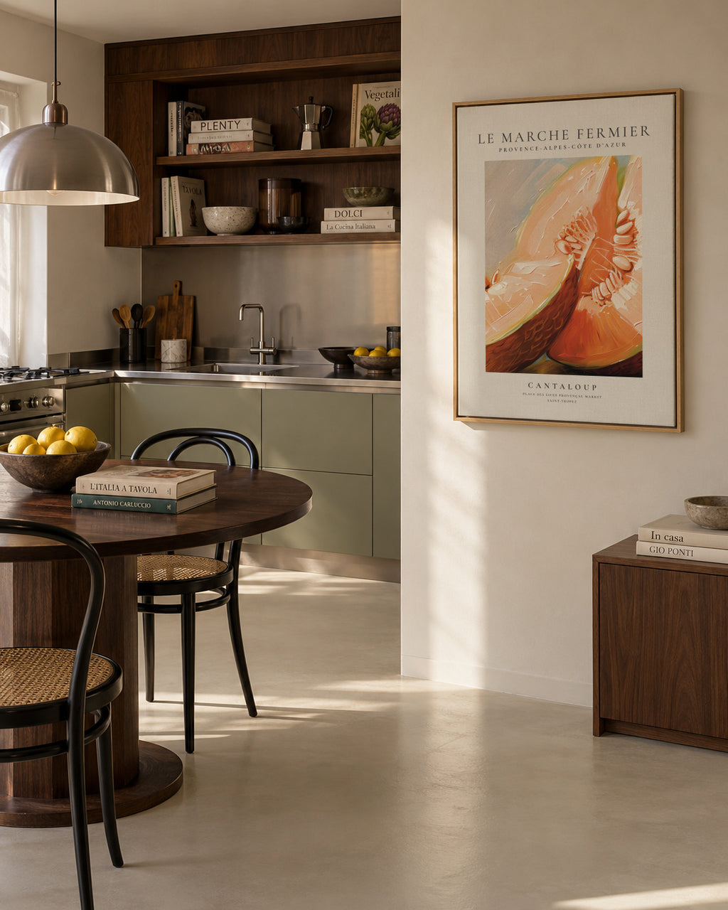 Le marche fermier - cantaloup - Framed canvas in an interior