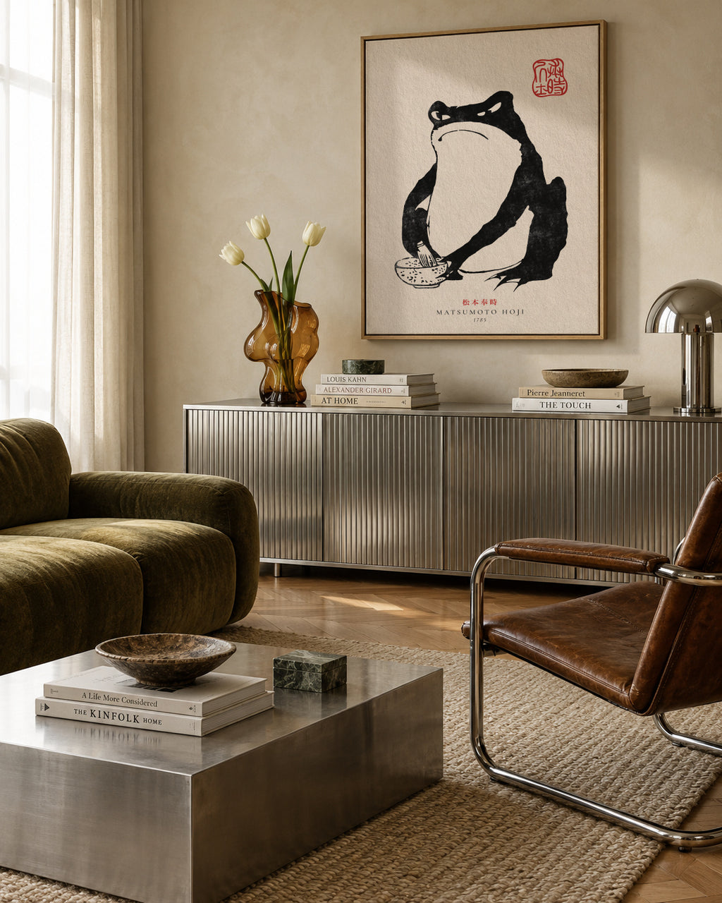 Matsumoto Hoji, Frog II - Framed canvas in an interior