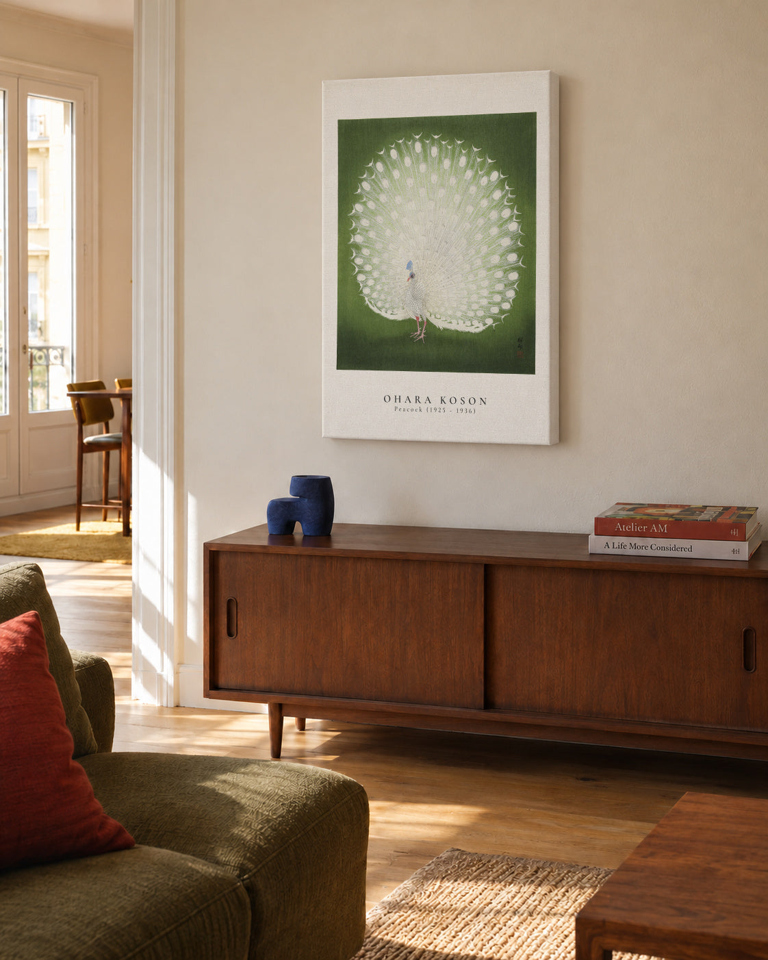 Ohara Koson, Peacock - Unframed canvas in an interior