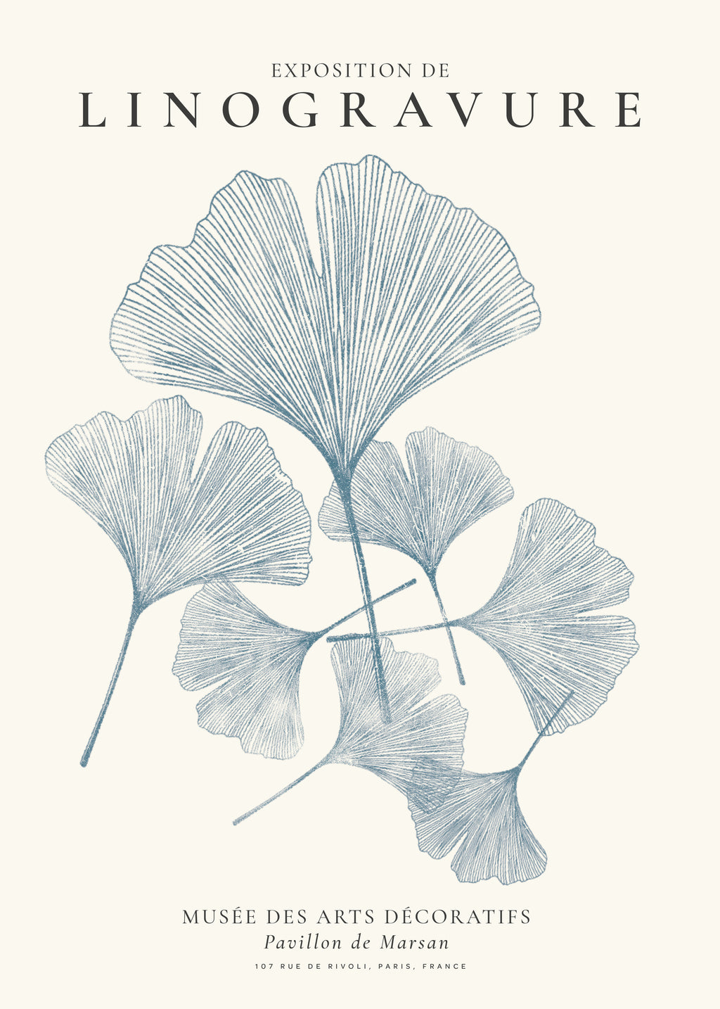 Exposition de linogravure, Ginkgo leaves - Unframed art print
