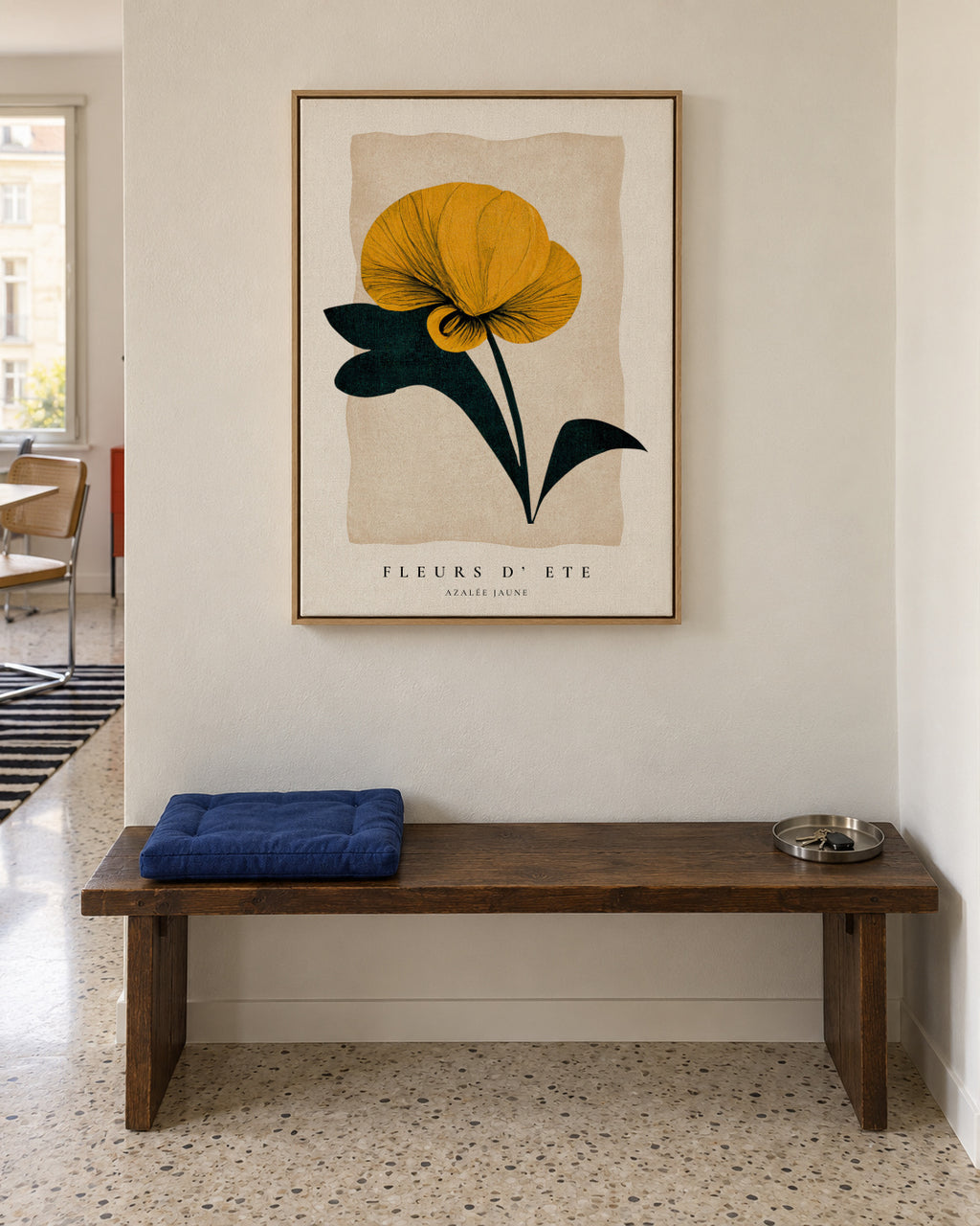 Summer flowers (fleurs d'été ) Azalea - Framed canvas in an interior