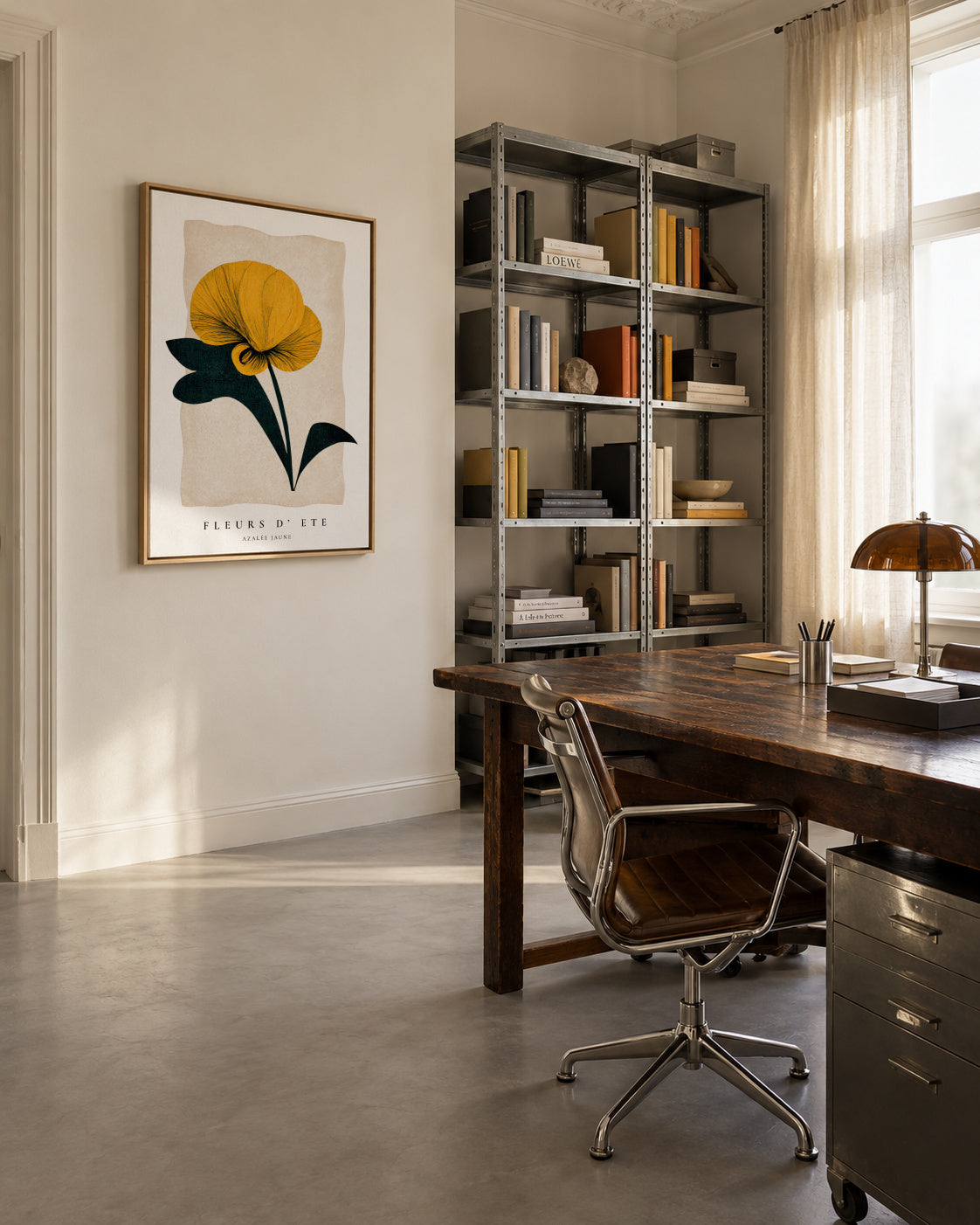 Summer flowers (fleurs d'été ) Azalea - Framed canvas in an interior