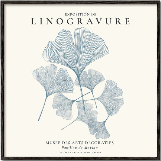 Exposition de linogravure, Ginkgo leaves - SQUARE