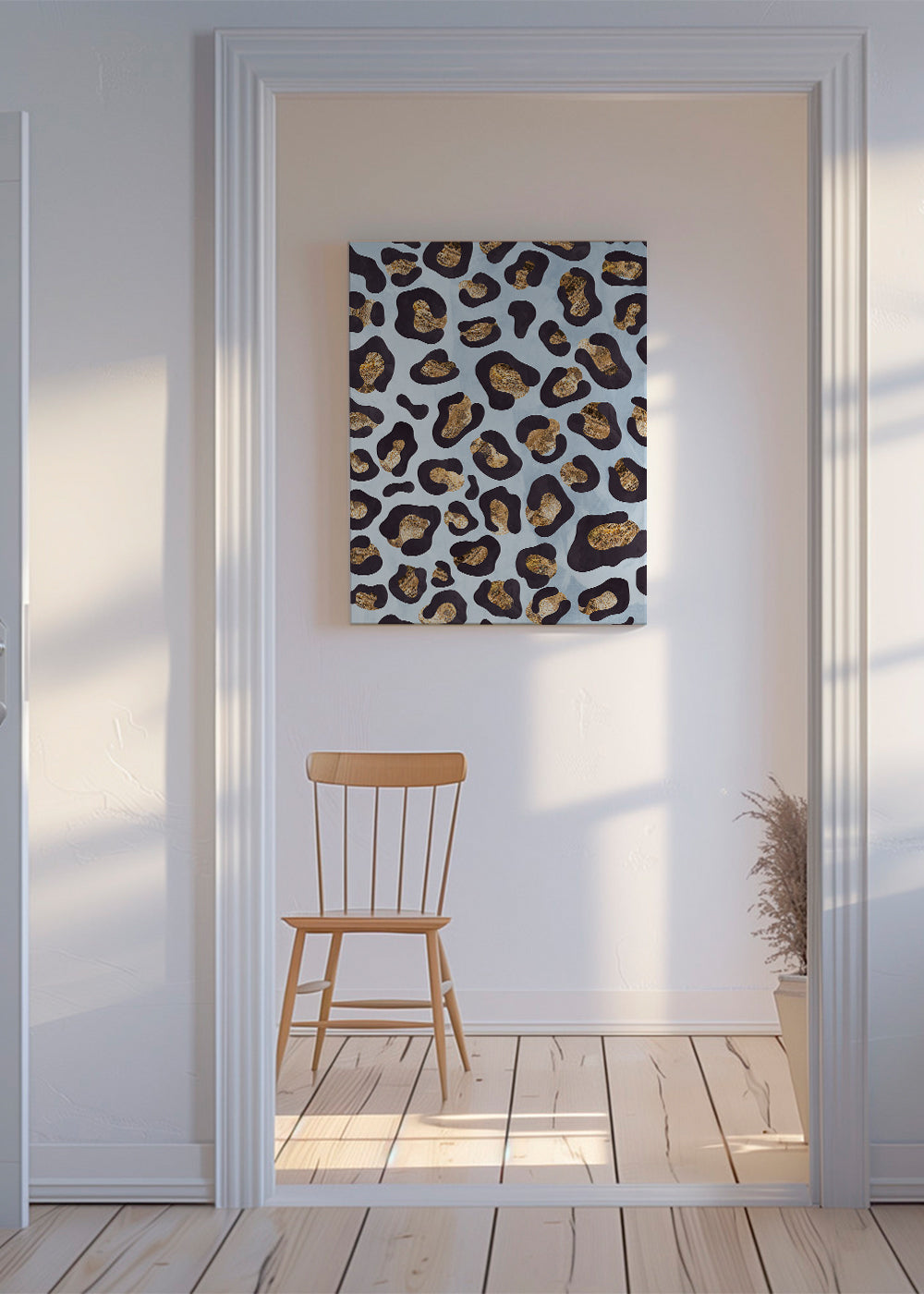 Gold blue leopard print