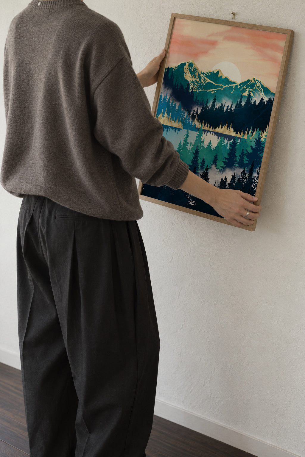 Lake Mist - Framed poster in an interior