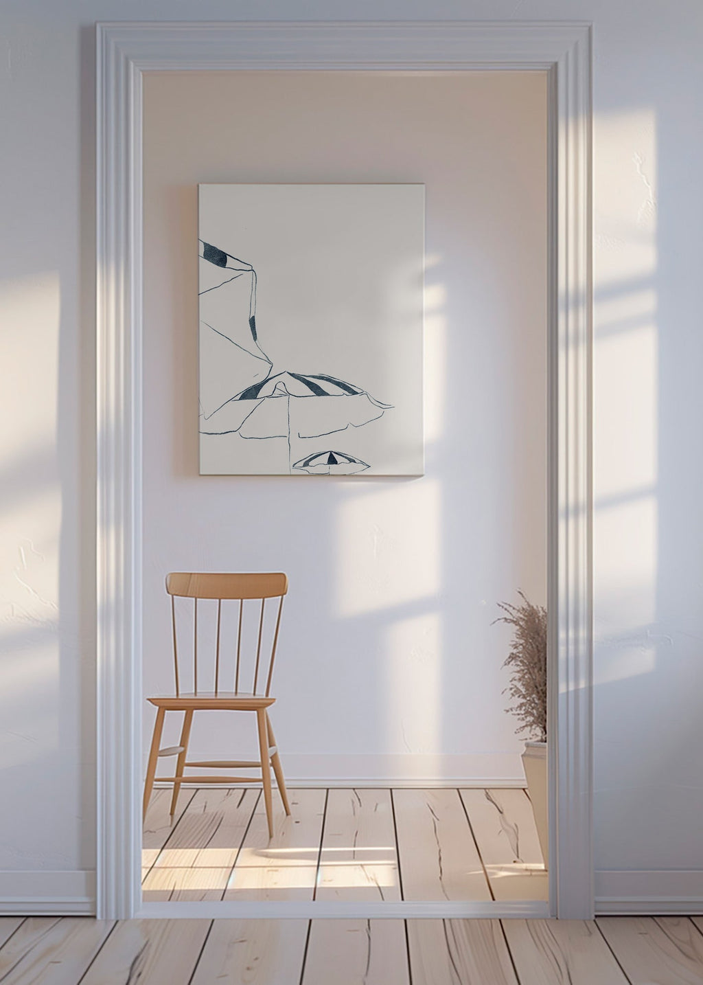 Ilustración de sombrillas azules minimalistas – Canvas