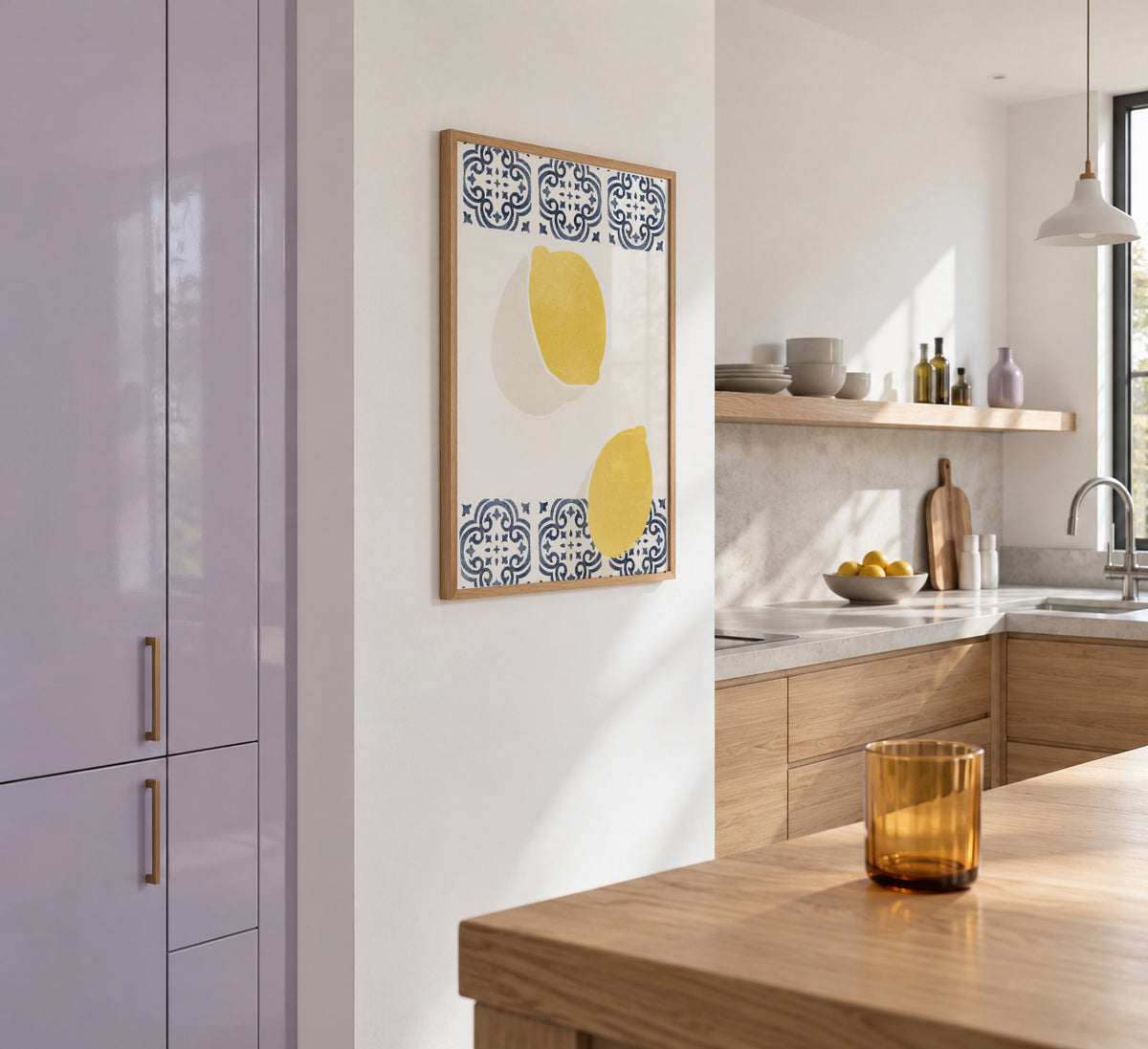 Lemons and Azulejos - Framed poster in an interior