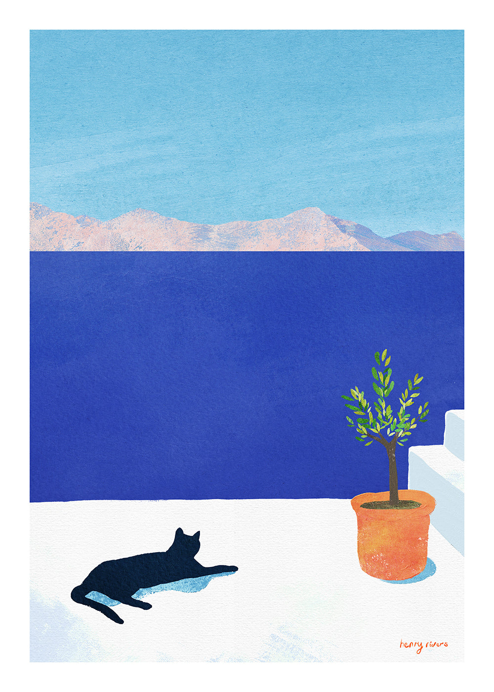 Art de paysage Black cat - siesta on the roof