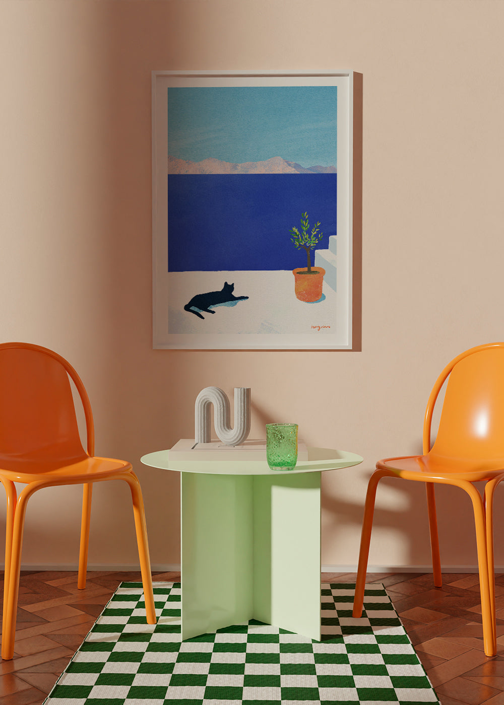 Art de paysage Black cat - siesta on the roof