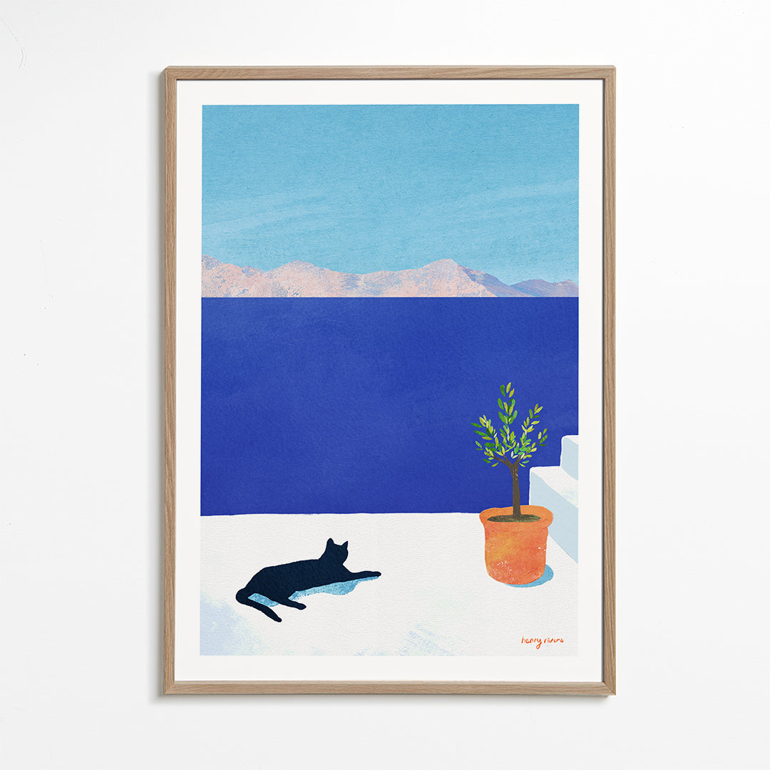 Art de paysage Black cat - siesta on the roof