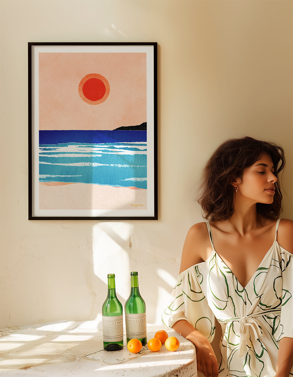 Art de paysage Ocean sunset- minimalist painting