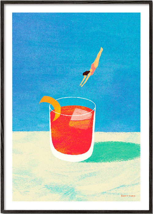 Art de cuisine Negroni avec plongeuse – Black Frame