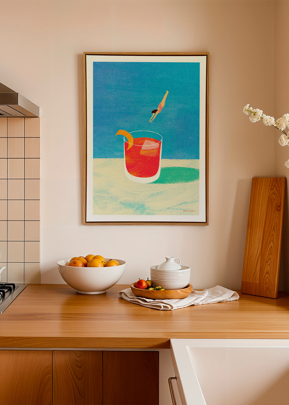 Art de cuisine Negroni avec plongeuse – Canvas1