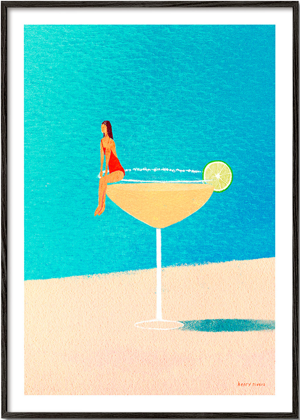 Art de cuisine: Margarita en verre illustrée – Black Frame