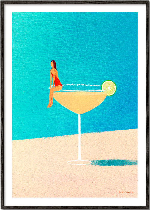 Art de cuisine: Margarita en verre illustrée – Black Frame