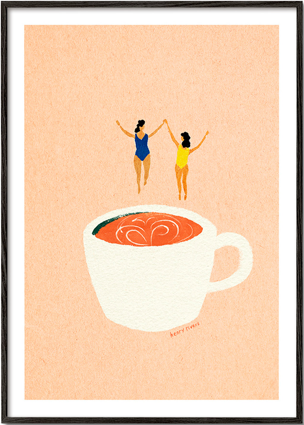 Art de cuisine avec tasse et nageurs – Black Frame