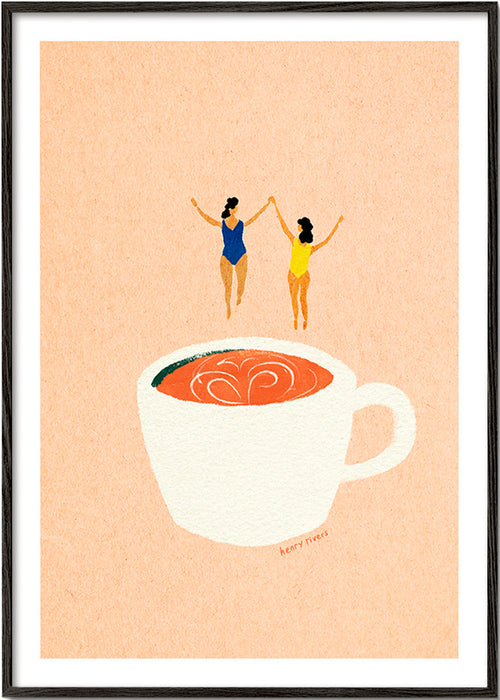 Art de cuisine avec tasse et nageurs – Black Frame
