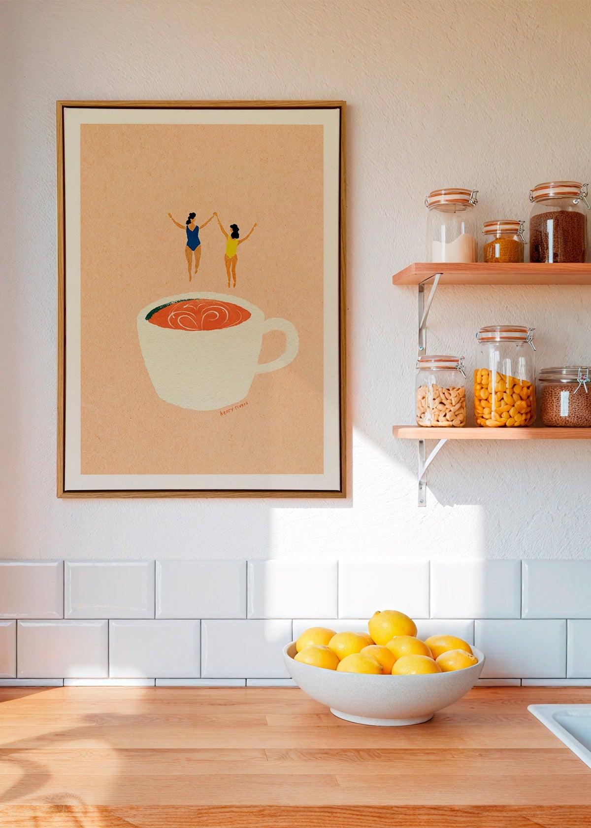 Art de cuisine avec tasse et nageurs – Canvas1