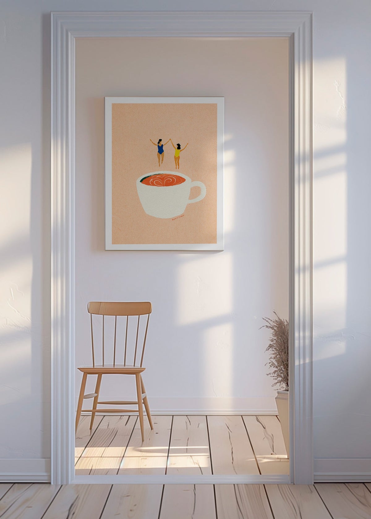 Art de cuisine avec tasse et nageurs – Canvas
