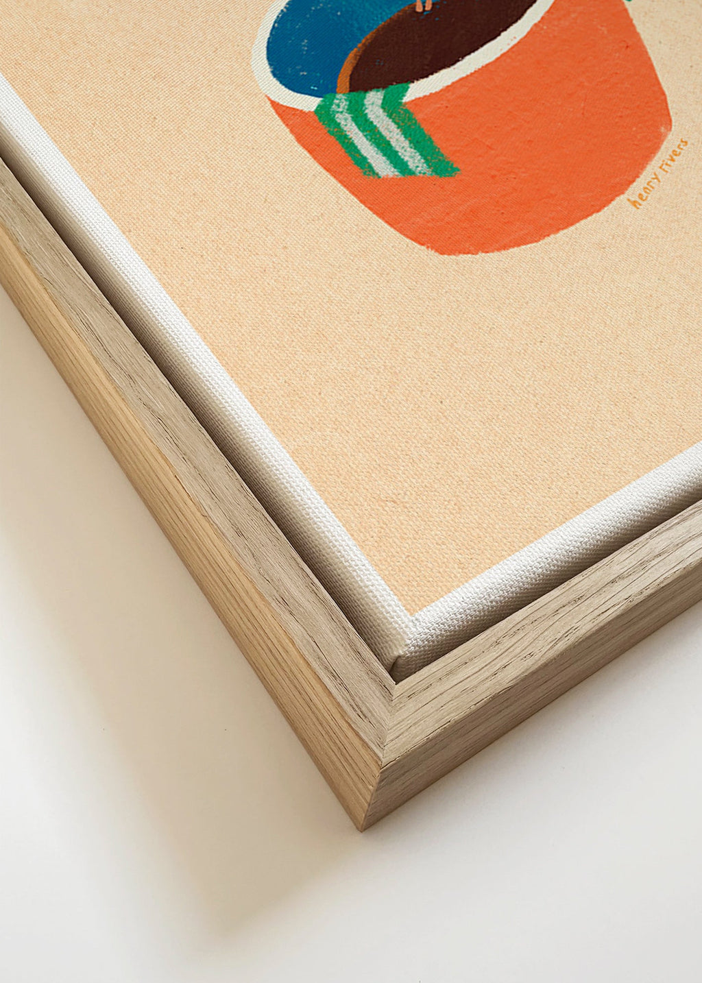 Art de cuisine: tasse de café illustrée avec personnage – Canvas detail